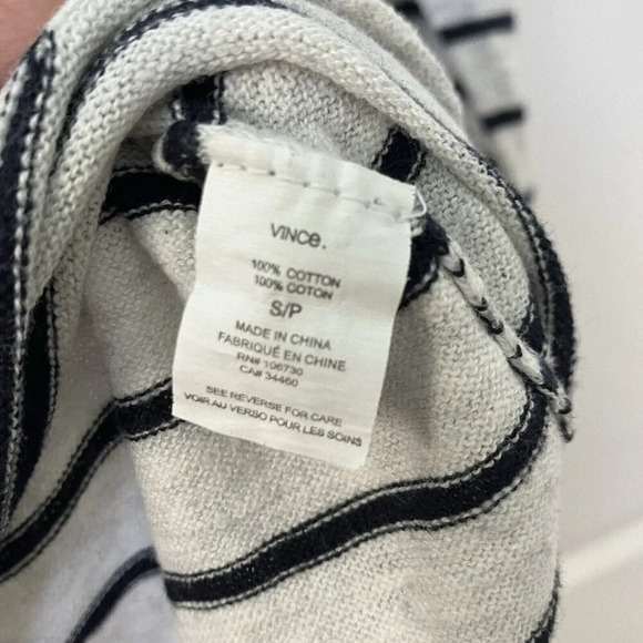 Vince  White Stripe Long Sleeve Knit Top Womens Small - Picture 2 of 4